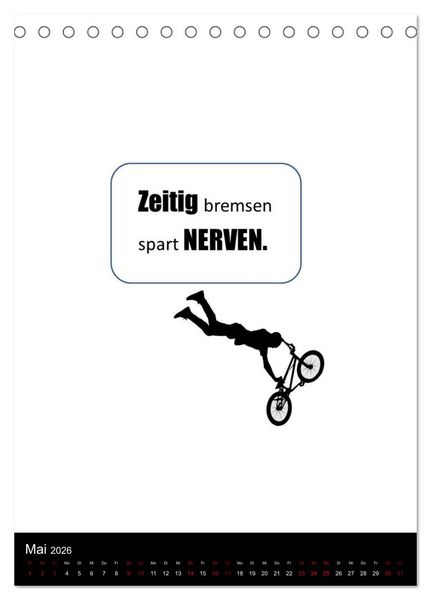 Produktbild: Markante, freche Spr&uuml;che rund ums Radfahren (Tischkalender 2026 DIN A5 hoch), CALVENDO Monatskalender