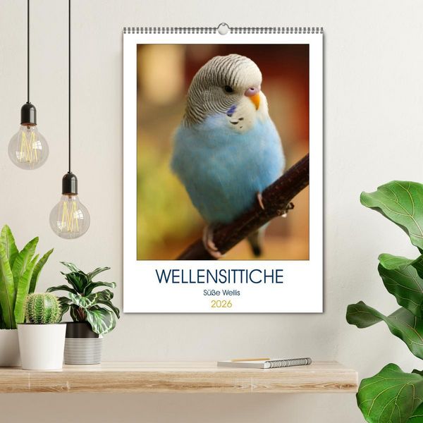 Produktbild: WELLENSITTICHE - S&uuml;&szlig;e Wellis (Wandkalender 2026 DIN A2 hoch), CALVENDO Monatskalender