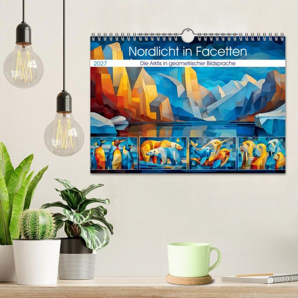 Produktbild: Nordlicht in Facetten. Die Arktis in geometrischer Bildsprache (Wandkalender 2027 DIN A4 quer), CALVENDO Monatskalender