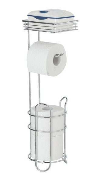 Produktbild: Toilettenpapierhalter stehend mit Ablage, Chrom, mit Ersatzrollenhalter