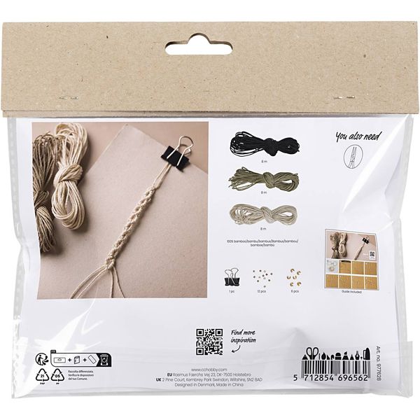 Produktbild: Creativ Company DIY Sets Macram&eacute; Mini Kreativ Set Macram&eacute;, Schwarz, Olivbraun, Beige, Armband, Kreativ Box