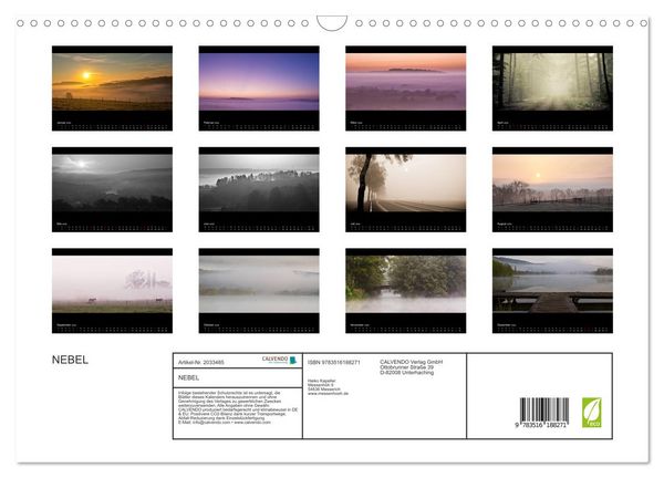 Produktbild: NEBEL (Wandkalender 2026 DIN A3 quer), CALVENDO Monatskalender