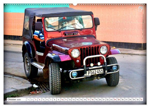 Produktbild: Cuba Jeeps - Gel&auml;ndewagen Oldtimer (Wandkalender 2026 DIN A2 quer), CALVENDO Monatskalender