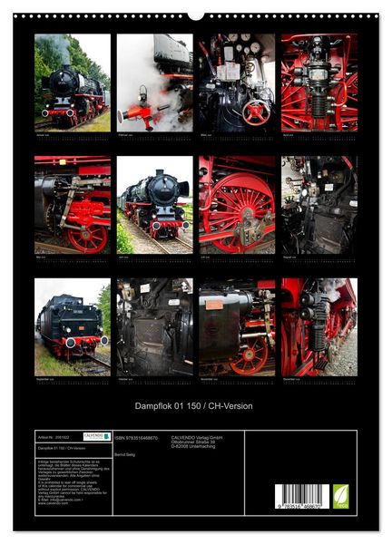 Produktbild: Dampflok 01 150 / CH-Version (hochwertiger Premium Wandkalender 2026 DIN A2 hoch), Kunstdruck in Hochglanz