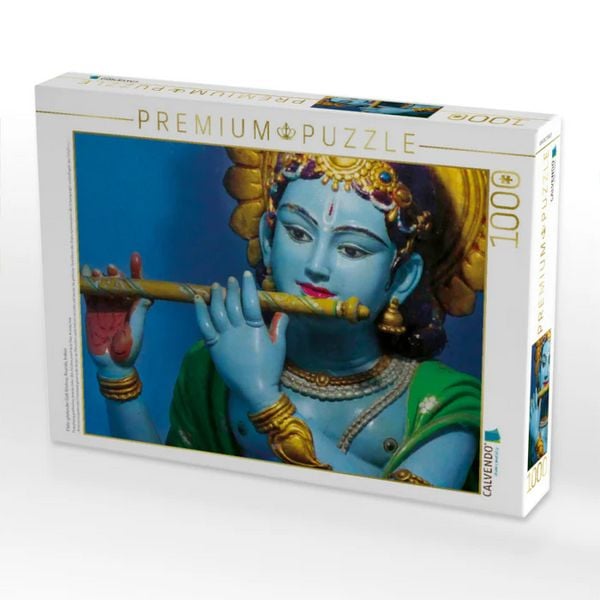 CALVENDO Puzzle Flöte spielender Gott Krishna, Ananda, Indien | 1000 Teile Lege-Größe 64x48cm Foto-Puzzle für glückliche Stunden