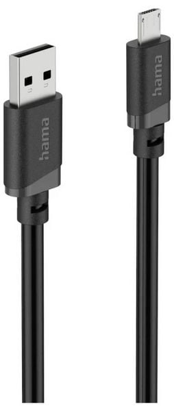 Produktbild: Hama USB-Kabel USB 2.0 USB-A Stecker, USB-Micro-A Stecker 2m Schwarz 00201804