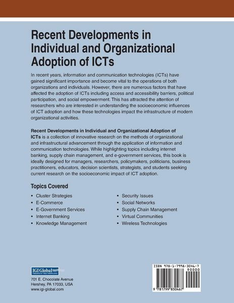 Produktbild: Recent Developments in Individual and Organizational Adoption of ICTs