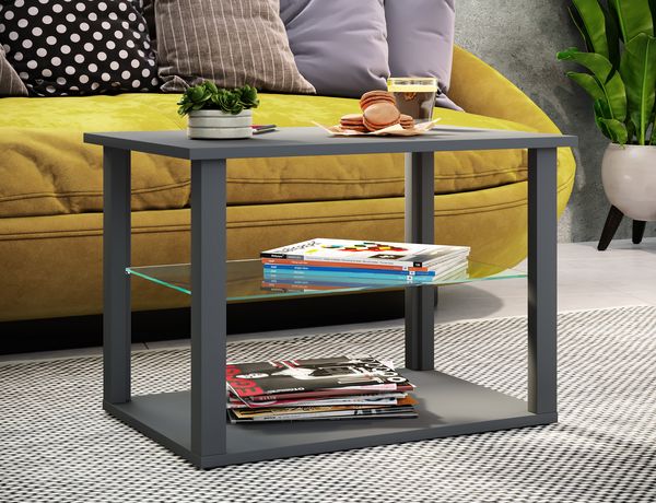 Produktbild: Holz Sofatisch Couchtisch Glas Tisch Wanilo M