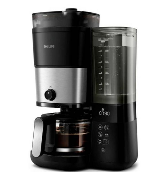 Philips Home HD7900/01 Kaffeemaschine Schwarz, Silber Fassungsvermögen Tassen=10 mit Mahlwerk, Timerfunktion, Warmhaltefunktion
