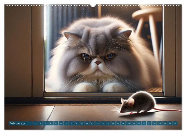 Produktbild: Katzenlaunen - Durch das Jahr mit Fluff und Grummeln (hochwertiger Premium Wandkalender 2026 DIN A2 quer), Kunstdruck in Hochglanz