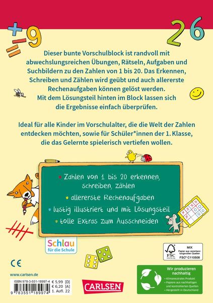 Produktbild: Schlau für die Schule: Mein bunter Zahlen-Block