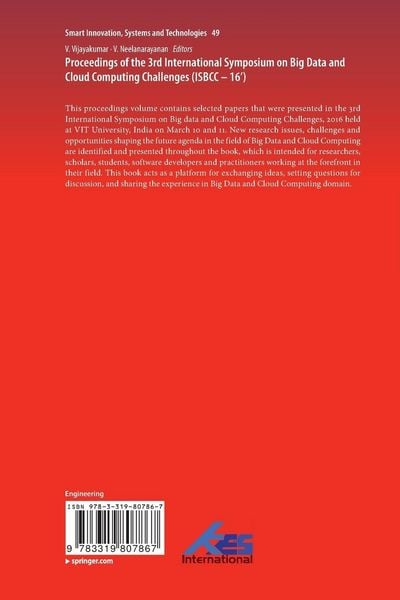 Produktbild: Proceedings of the 3rd International Symposium on Big Data and Cloud Computing Challenges (ISBCC &ndash; 16&rsquo;)