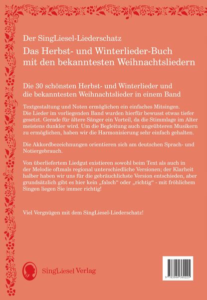 Produktbild: Die sch&ouml;nsten Herbst- und Winterlieder mit allen bekannten Weihnachtslieder - Das Liederbuch