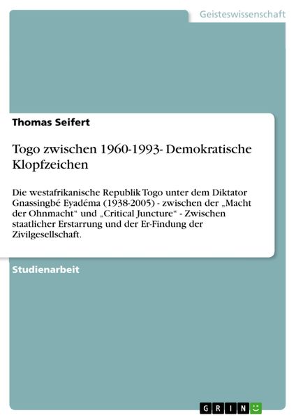 Produktbild: Togo zwischen 1960-1993- Demokratische Klopfzeichen