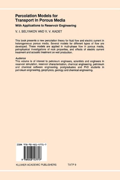 Produktbild: Percolation Models for Transport in Porous Media