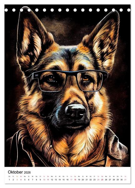 Produktbild: Hunde im Hipster Stil (Tischkalender 2026 DIN A5 hoch), CALVENDO Monatskalender