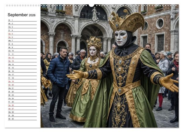 Produktbild: M&auml;rchenhafte Maskerade KI - Karnevalserlebnis in Venedig (Wandkalender 2026 DIN A2 quer), CALVENDO Monatskalender
