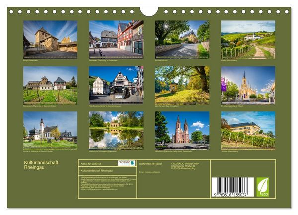 Produktbild: Kulturlandschaft Rheingau (Wandkalender 2026 DIN A4 quer), CALVENDO Monatskalender