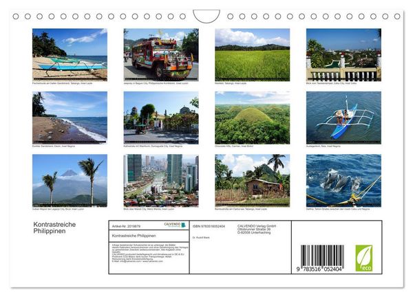 Produktbild: Kontrastreiche Philippinen (Wandkalender 2026 DIN A4 quer), CALVENDO Monatskalender