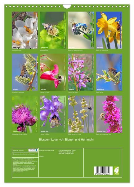 Produktbild: Blossom Love, von Bienen und Hummeln (Wandkalender 2026 DIN A3 hoch), CALVENDO Monatskalender