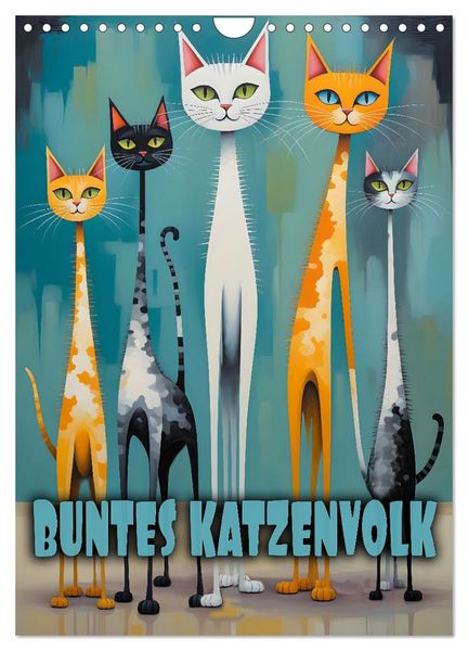 Produktbild: Buntes Katzenvolk (Wandkalender 2026 DIN A4 hoch), CALVENDO Monatskalender