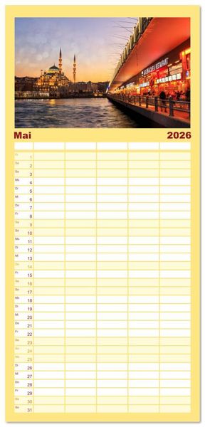 Produktbild: Familienplaner 2026 - Istanbul - Lebendige Metropole voller Geschichte und Pracht mit 5 Spalten (Wandkalender, 21 x 45 cm) CALVENDO