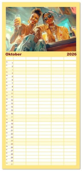 Produktbild: Familienplaner 2026 - Feiern und Musik - Beschwingt dabei mit 5 Spalten (Wandkalender, 21 x 45 cm) CALVENDO