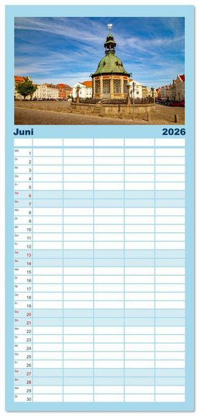 Produktbild: Familienplaner 2026 - Wismar - Die Ostseeperle unter den deutschen Hansest&auml;dten mit 5 Spalten (Wandkalender, 21 x 45 cm) CALVENDO