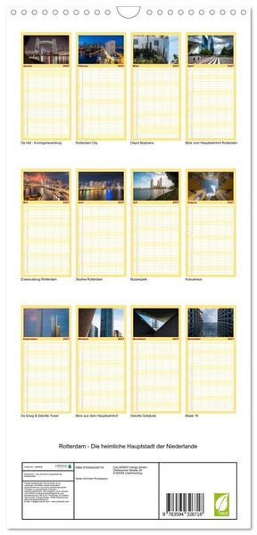 Produktbild: Familienplaner 2027 - Rotterdam - Die heimliche Hauptstadt der Niederlande mit 5 Spalten (Wandkalender, 21 x 45 cm) CALVENDO