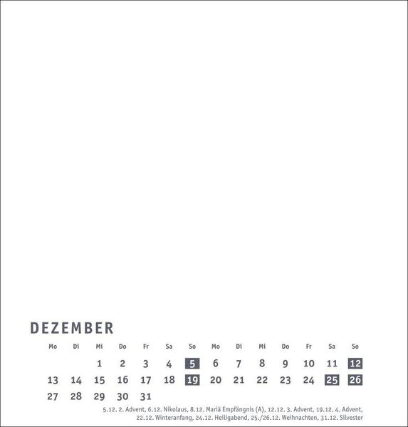 Produktbild: Premium-Bastelkalender wei&szlig; mittel 2027