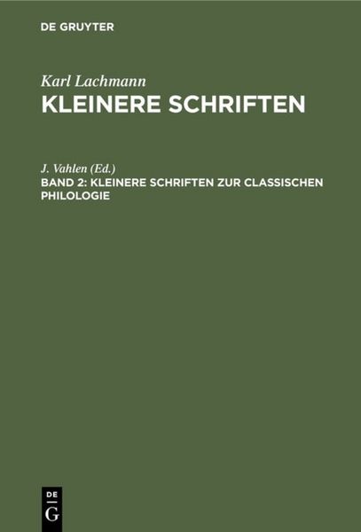 Produktbild: Kleinere Schriften zur classischen Philologie
