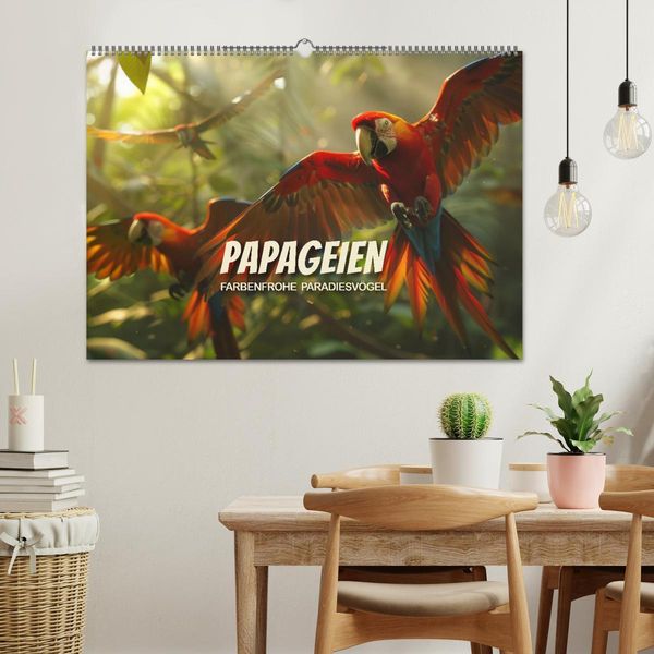 Produktbild: Papageien - Farbenfrohe Paradiesv&ouml;gel (Wandkalender 2026 DIN A2 quer), CALVENDO Monatskalender