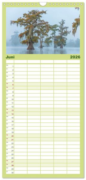 Produktbild: Familienplaner 2026 - Natur Paradies Mississippi Delta mit 5 Spalten (Wandkalender, 21 x 45 cm) CALVENDO