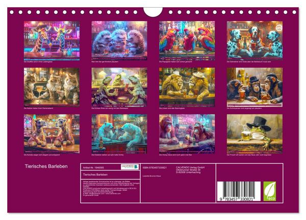 Produktbild: Tierisches Barleben (Wandkalender 2026 DIN A4 quer), CALVENDO Monatskalender