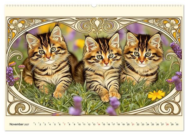 Produktbild: Zauberhafte Jugendstil-Katzen (Wandkalender 2027 DIN A2 quer), CALVENDO Monatskalender