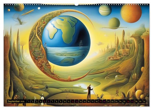 Produktbild: Erde, Sonne, Mond und Sterne Surrealistische Kunstwerke (Wandkalender 2026 DIN A2 quer), CALVENDO Monatskalender