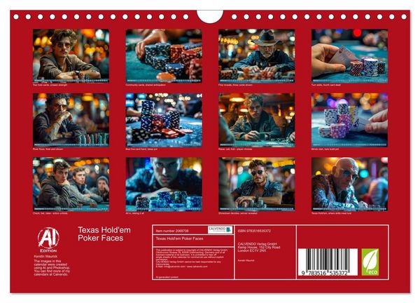 Produktbild: Texas Hold'em Poker Faces (Wall Calendar 2026 DIN A4 landscape), CALVENDO 12 Month Wall Calendar