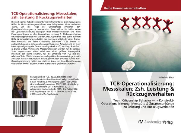 Produktbild: TCB-Operationalisierung: Messskalen; Zsh. Leistung & R&uuml;ckzugsverhalten