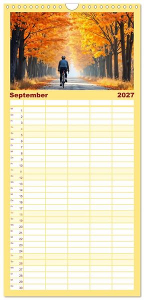 Produktbild: Familienplaner 2027 - Kilometerkiller - Rennrad-Power im Jahresverlauf mit 5 Spalten (Wandkalender, 21 x 45 cm) CALVENDO