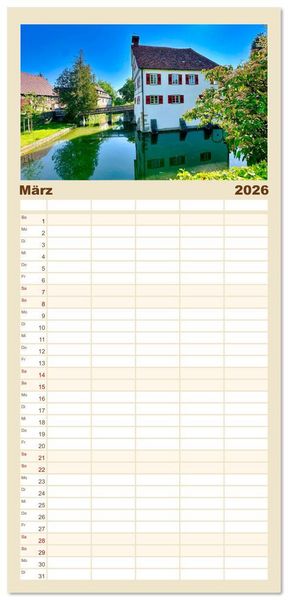 Produktbild: Familienplaner 2026 - B&ouml;blingen und Sch&ouml;nbuch mit 5 Spalten (Wandkalender, 21 x 45 cm) CALVENDO
