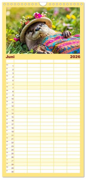 Produktbild: Familienplaner 2026 - Modische Welle im Fischotter-Land. Charme und Stil mit 5 Spalten (Wandkalender, 21 x 45 cm) CALVENDO