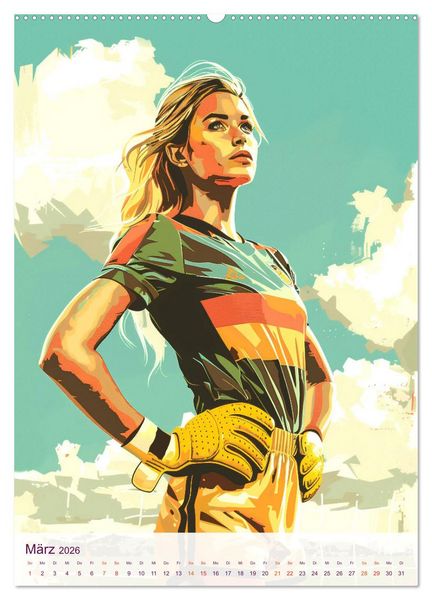 Produktbild: Frauenfu&szlig;ball - Old School Poster Style (Wandkalender 2026 DIN A2 hoch), CALVENDO Monatskalender