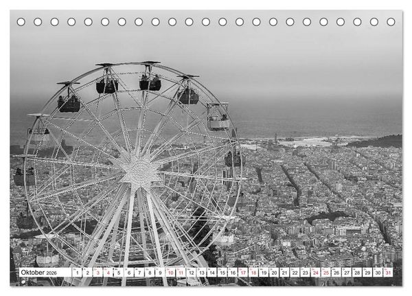 Produktbild: Barcelona Schwarz / Wei&szlig; Impressionen (Tischkalender 2026 DIN A5 quer), CALVENDO Monatskalender