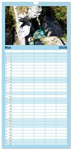 Produktbild: Familienplaner 2026 - Wildwasser Stand up mit 5 Spalten (Wandkalender, 21 x 45 cm) CALVENDO