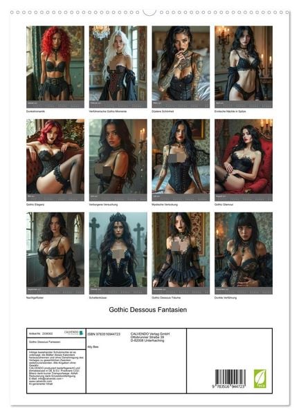Produktbild: Gothic Dessous Fantasien (hochwertiger Premium Wandkalender 2027 DIN A2 hoch), Kunstdruck in Hochglanz