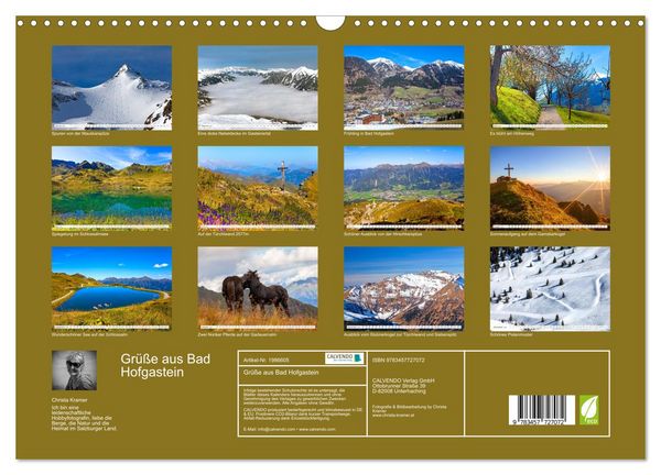 Produktbild: Gr&uuml;&szlig;e aus Bad Hofgastein (Wandkalender 2026 DIN A3 quer), CALVENDO Monatskalender