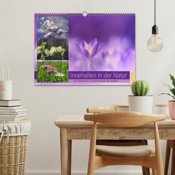 Produktbild: Innehalten in der Natur ... mit Weisheiten und Sprichworten der Indianer (Wandkalender 2026 DIN A3 quer), CALVENDO Monatskalender