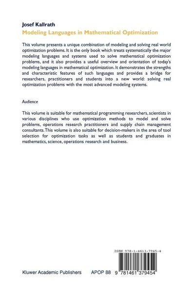 Produktbild: Modeling Languages in Mathematical Optimization