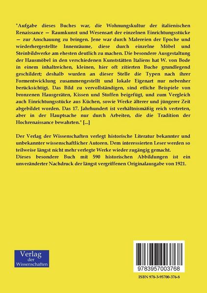 Produktbild: Wohnungskultur und M&ouml;bel der italienischen Renaissance