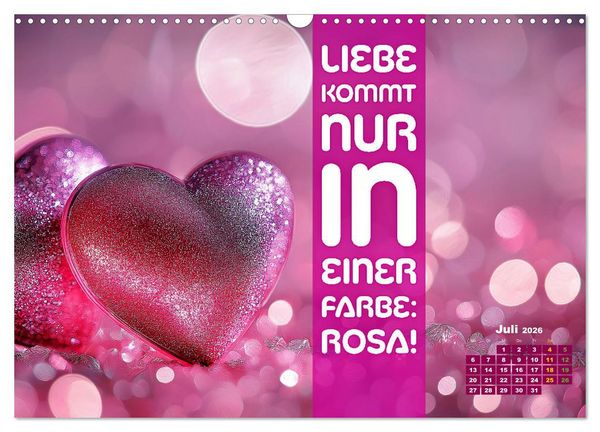Produktbild: Lieblingsfarbe Rosa - mit coolen Spr&uuml;chen (Wandkalender 2026 DIN A3 quer), CALVENDO Monatskalender